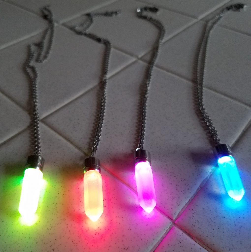 LED Light up Crystal Pendant Necklace Eternity LED Glow